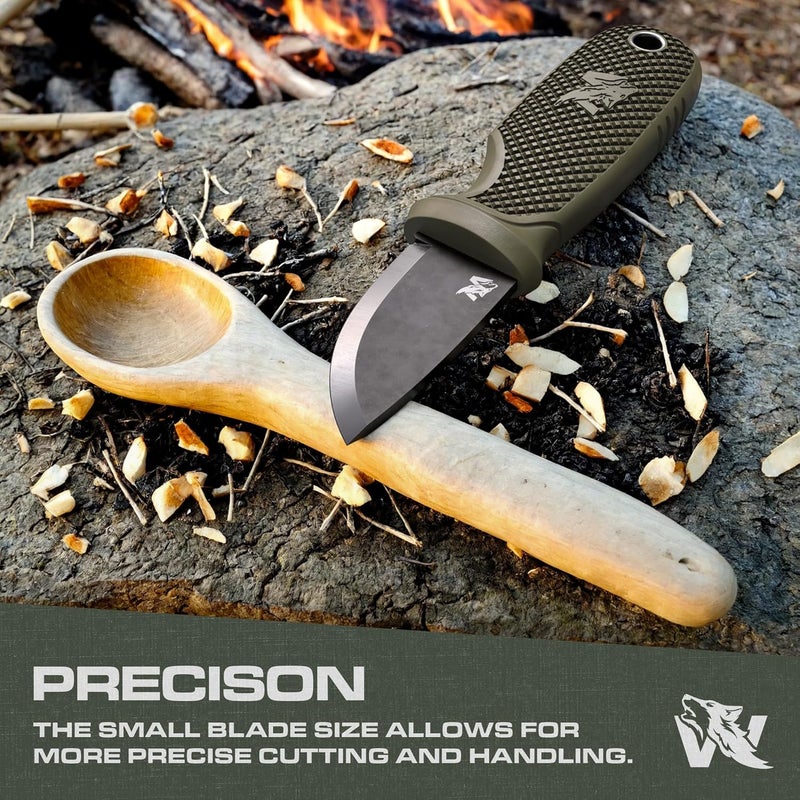 ODENWOLF W-MINI 2 - EDC Neck Knife with Sheath and Necklace - Small EDC Fixed Blade Knife Necklace and Belt Clip - Pocket Fixed Blade Knives - Full Tang Neck Knife with Sheath Tactical + Fire Starter - Image 5